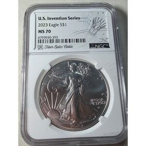 2023 American Silver Eagle S$1 NGC MS 70 US Invention Series Fiber Optic Cable